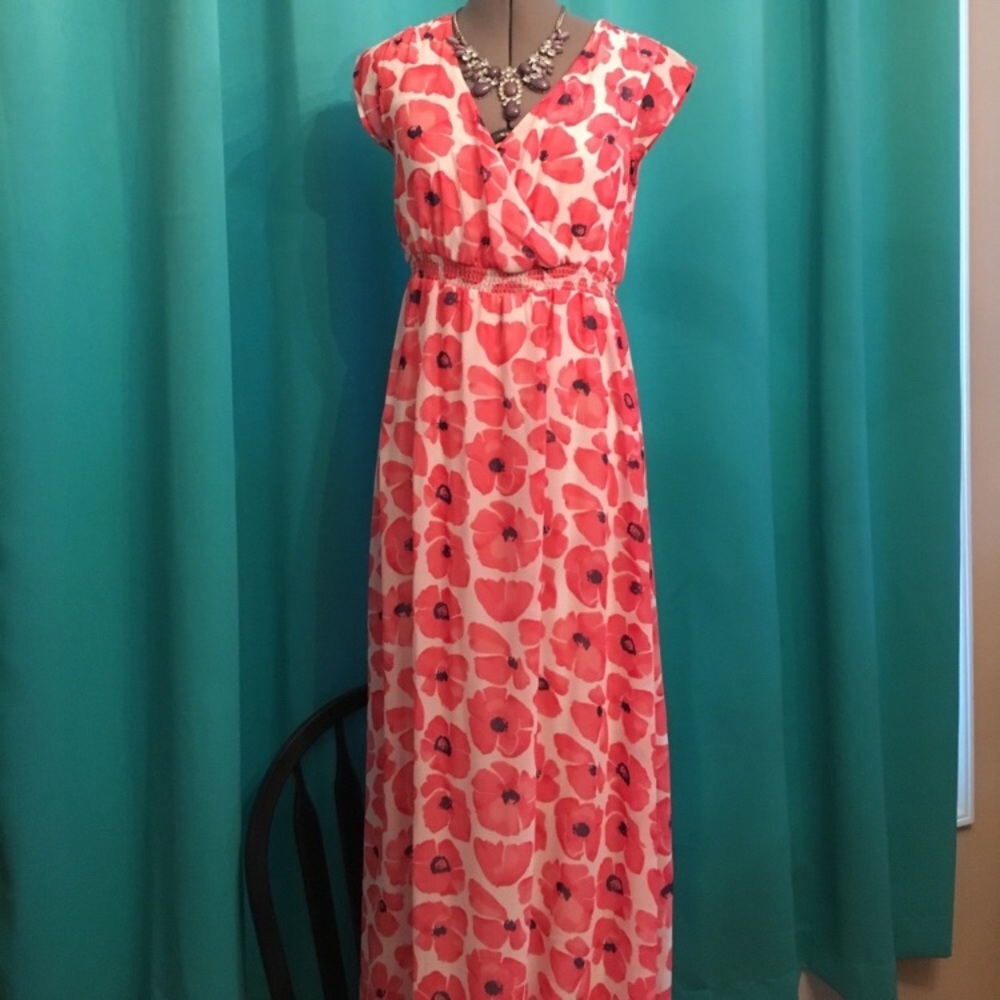 Pink Floral Maternity Maxi Dress